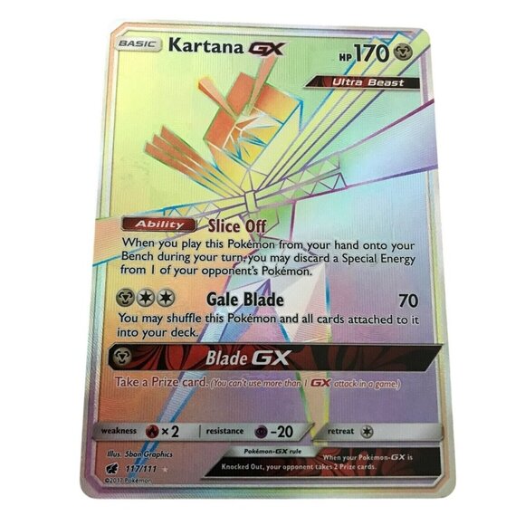 2017 Kartana GX 170 HP 117/111 Ultra Beast Holo Rare Pokemon Card Sun & Moon - Picture 1 of 8